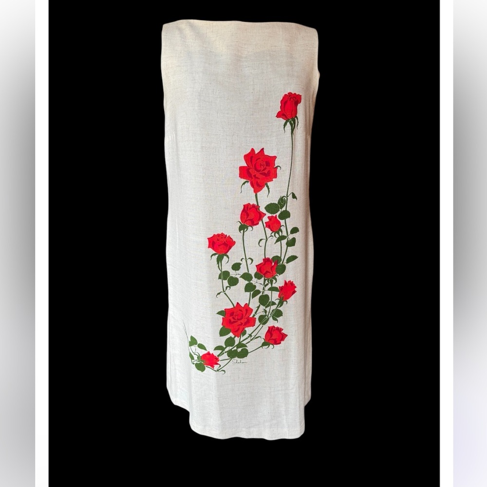 Vintage Shift dress with Shaheen roses printed panels